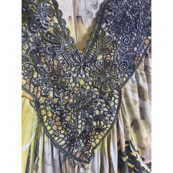 Y2K Apt 9 Butterfly Top Blouse Women's M Short Sleeve Embellished Embroidered - Picture 3 of 6